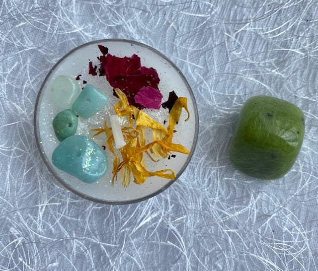 "Relax" Amazonite Crystal Candle (Set of 5 Candle With Gift Box)
